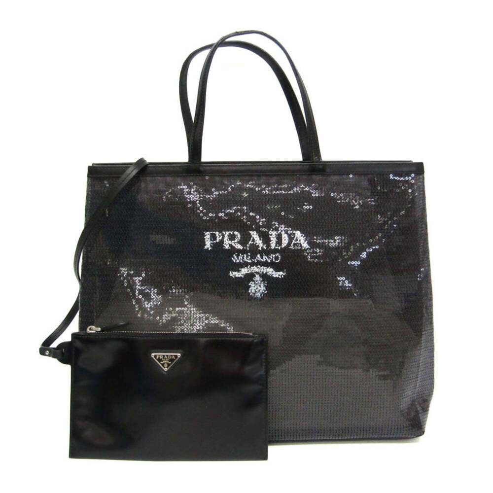 Prada Logo Open Sequined Mesh Large
